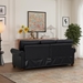 Morton Classic Living Room Nails Sofa Black Faux Leather - Brown Finish Legs - CAB4650