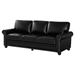 Morton Classic Living Room Nails Sofa Black Faux Leather - Brown Finish Legs - CAB4650