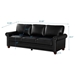 Morton Classic Living Room Nails Sofa Black Faux Leather - Brown Finish Legs - CAB4650