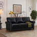 Morton Classic Living Room Nails Sofa Black Faux Leather - Brown Finish Legs - CAB4650