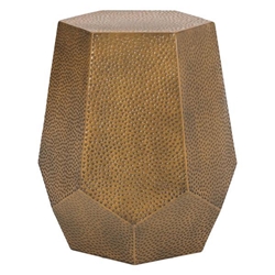 Solezza Metal Hammered End Table - Brushed Antique Gold 