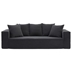 Riverbend 88" Sectional Sofa - 3 Seater Couch with 5 Pillows - Black Corduroy Upholstery