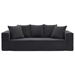 Riverbend 88" Sectional Sofa - 3 Seater Couch with 5 Pillows - Black Corduroy Upholstery - CAB4657