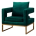 Kalendia Accent Arm Chair - Green Velvet - Gold-Tone Metal Frame