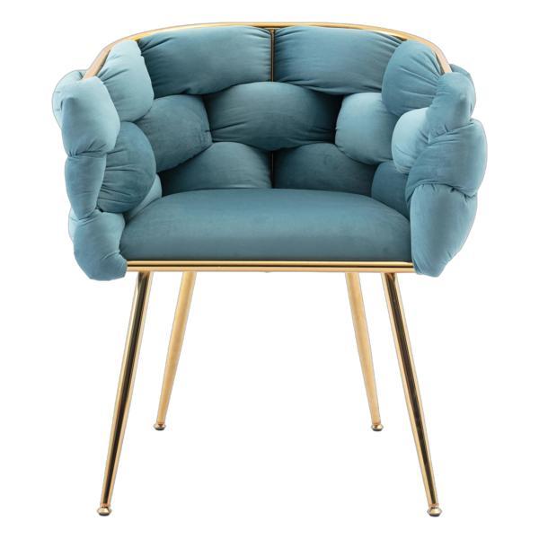 Briarlane Accent Chair - Blue Velvet - Gold-Plated Metal Legs 