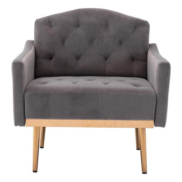 Nob Hill Accent Chair - Gray Velvet - Rose Golden Finish Feet 