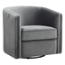 Dovercourt Accent Chair with Solid Wood Frame - Gray Velvet Upholstery - Pleated Detail