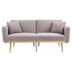 Casa Vita Loveseat Sofa - Grey Teddy Velvet - Metal Feet 