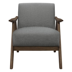 Brixham Accent Chair with Solid Rubber Wood Frame - Gray Textured Fabric - Walnut Finish Frame 