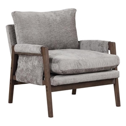 Radcliffe Accent Chair - Mid-Century Modern Velvet - Gray - Espresso Finish Frame 