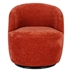 Zarta Swivel Accent Armchair Barrel Chair - Orange Chenille - Black Metal Ring