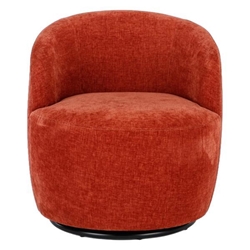 Zarta Swivel Accent Armchair Barrel Chair - Orange Chenille - Black Metal Ring 