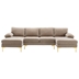 Repose 110" U-Shaped Sectional Sofa - Camel Polyester - Solid Wood Frame