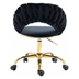 Pais Computer Chair - Black Velvet Fabric - Golden Metal Legs