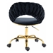 Pais Computer Chair - Black Velvet Fabric - Golden Metal Legs - CAB4691