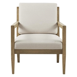 Clamere Accent Armchair - Ivory Fabric - Reclaimed Grey Finish Frame 