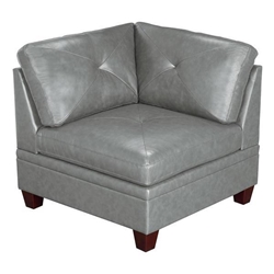 Bramston Contemporary Genuine Leather 1-Piece Corner Wedge - Grey Color - Tufted Seat 