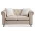 Calan Loveseat - Beige Velvet - Hand Painted Wood Legs