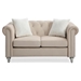 Calan Loveseat - Beige Velvet - Hand Painted Wood Legs - CAB4697