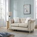 Calan Loveseat - Beige Velvet - Hand Painted Wood Legs - CAB4697