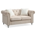 Calan Loveseat - Beige Velvet - Hand Painted Wood Legs - CAB4697