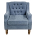 Maripol Accent Chair - Blue Button-Tufted Upholstery - Solid Wood Legs