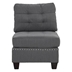 Yonderview Tufted Armless Chair - Grey Linen Like Fabric - Wood Legs