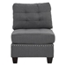 Yonderview Tufted Armless Chair - Grey Linen Like Fabric - Wood Legs - CAB4699