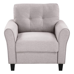 Trinova 35" Modern Living Room Armchair - Light Grey Linen Upholstered 