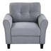 Solmare 35" Modern Living Room Armchair - Light Grey - Blue Linen Upholstered - Light Grey - Blue