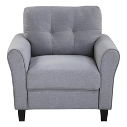 Solmare 35" Modern Living Room Armchair - Light Grey - Blue Linen Upholstered - Light Grey - Blue 