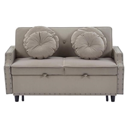 Ravelle 54" Loveseat Sofa Bed - Coffee Matte Velvet Fabric 