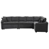 Cannelle 124" Sectional Sofa Bed - Gray Chenille Fabric