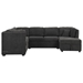 Lorencia 108" U-Shaped Sectional Sofa Bed - USB Ports - Power Sockets - Back Pillows - Storage Chaise - Black - CAB4856