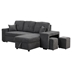 Velora 95" Reversible Sleeper Sectional Sofa Bed - Blue Black Velvet