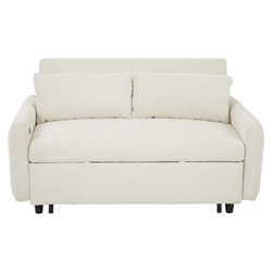 Fialora 57" Loveseat Sofa Bed - Beige Corduroy Fabric - Plastic Legs 