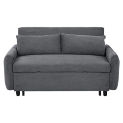 Fialora 57" Loveseat Sofa Bed - Dark Grey Corduroy Fabric - Plastic Legs 