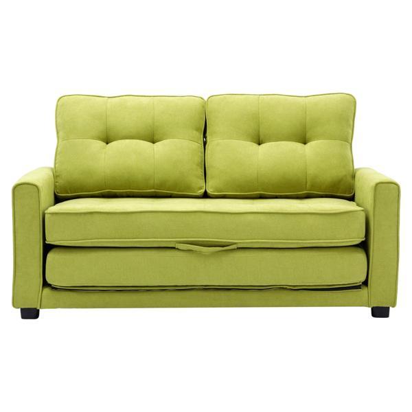 Nexariva 59" Loveseat Sofa with Pull-Out Bed - Green Chenille Fabric 