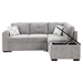 Kymara 83" Sectional Pull-Out Sofa Bed - L-Shaped - Storage Chaise - USB and Power Sockets - Cup Holder - Light Gray Chenille - CAB4993