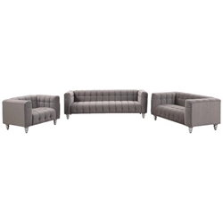 Nyranda Modern Loveseat Set - Gray Polyester - 3-Piece 