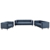 Nyranda Modern Loveseat Set - Blue Polyester Fabric - 3-Piece