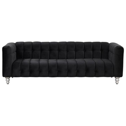 Nyranda 89" Modern Sofa - Dutch Fluff Upholstered - Solid Wood Legs - Black 