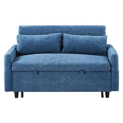 Volana 55" Loveseat Sofa Bed - Adjustable Backrest - Blue Microfiber Fabric 