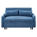 Volana 55" Loveseat Sofa Bed - Adjustable Backrest - Blue Microfiber Fabric - CAB5038