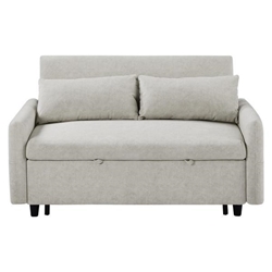 Volana 55" Loveseat Sofa Bed - Adjustable Backrest - Beige Microfiber Fabric 