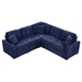 Taylune 82" Navy Blue L-Shape Sleeper Sofa with Velveteen Fabric and Wheels - CAB5047