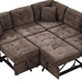 Taylune 82" Brown L-Shape Sleeper Sofa with Velveteen Fabric and Wheels - CAB5048