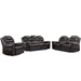 Valkira Recliner Sofa Set with Center Console and LED Light Strip - Brown Faux Leather - 3-Piece - CAB5074