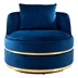 Vorana 360 Degree Swivel Accent Chair - Blue Velvet - Stainless Steel Base