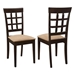 Gabriel Lattice Back Dining Side Chair Cappuccino - Beige Fabric - Set of 2 - COA1091